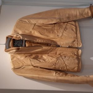 Women's camel  short  leather jacket